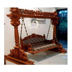 Comprar columpio indio tallado Maharaja para el hogar, columpio de interior con diseño de pavo real, columpio finamente tallado con diseño de pavo real, Jhula/Oonjal USA - Product Image 1