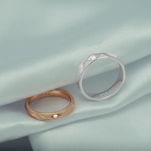 Rhombus Rose Gold & Silver Plated Sterling Silver Regalo de compromiso romántico de alta calidad Anillos de aniversario de boda para unisex - Product Image 2