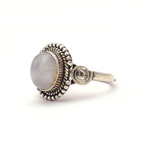 Anillo de Plata de Ley 925 sólida al por mayor, piedra lunar arcoíris natural, ajuste de bisel de piedra semipreciosa de corte ovalado hermoso para - Product Image 3