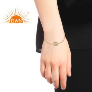 Hermosa Pulsera de Cadena de Plata 925 Chapada en Oro con Piedras Preciosas Naturales de Arcoíris, Proveedor de Joyería, Colección Clásica - Product Image 3