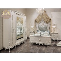Meubles de chambre à coucher de style français, finition blanche, sculptés, meubles de chambre à coucher modernes, finition argentée, lit antique sculpté à la main en argent, ensemble de chambre à coucher, Royaume-Uni