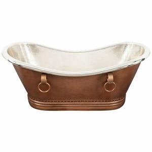 อ่างอาบน้ำทำจากทองแดงสไตล์โบราณอ่างอาบน้ำทรงตรงแบบยืนพื้นผิวแข็งปรับแต่งได้อ่างอาบน้ำโลหะขนาดใหญ่ - Product Image 1
