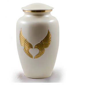 Nouvelle arrivée urnes de crémation pour adultes en laiton belle conception de gravure émail de couleur or et blanc fini. - Product Image 4