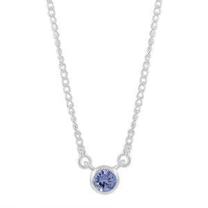 Collier Pendentif Luxe Simple en Argent Sterling 925 avec Tanzanite Naturelle Ronde Tendance pour Femmes et Filles – Bijoux de Mariage - Product Image 1