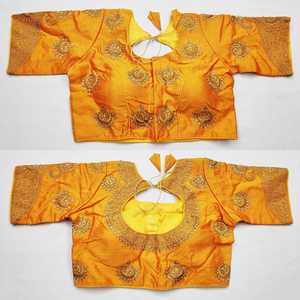 Sari indien Katan, dernière création de designer, pour les fêtes, les mariages, les femmes, en soie georgette, broderie, avec blouse, ethnique - Product Image 4