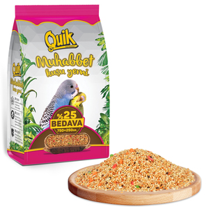 Alimento para Periquitos Quik Budgie 100gr, Alimento Premium para Aves Modelo QUIK-114 en Bolsas de Plástico (Morado y Blanco) - Product Image 1