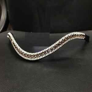 Bandeau équitation en cuir indien, en cristal brillant, fait à la main - Product Image 1