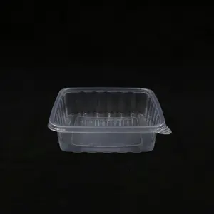 100% Recyclable Microwavable BPA-Free CFC-Free Disposable 885ml Square Plastic Container With Wave Pattern And Grip Flap