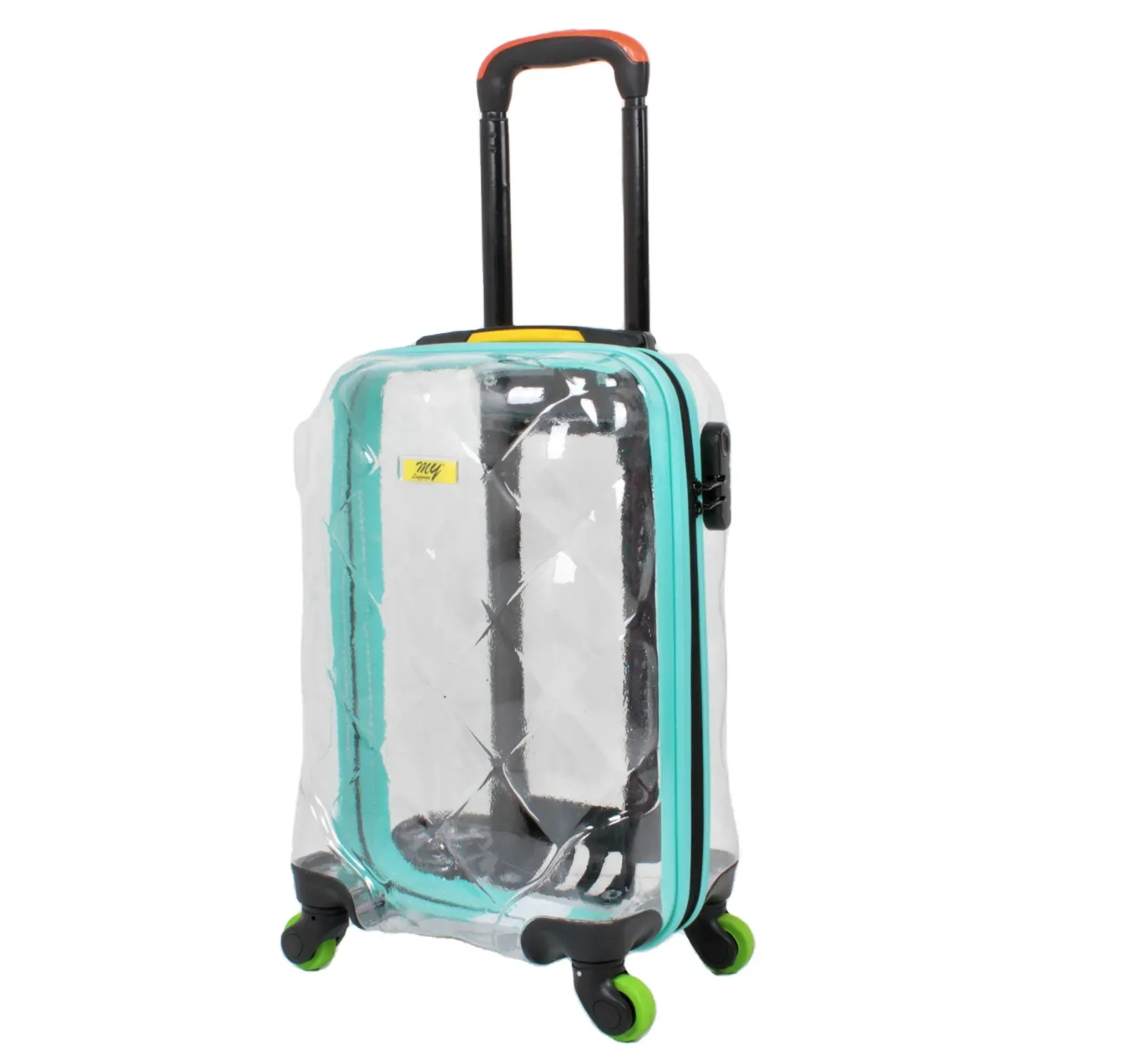 Bagaj ve çanta yapılan yeni stil türkiye şeffaf bavul bagaj 8 tekerlekli Spinner seyahat setleri tekerlekli çantalar bagaj çantası PC