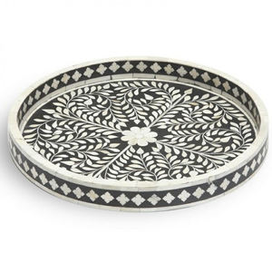 Bandeja para servir con incrustaciones de hueso de resina ecológica con diseño de plato floral hecho a mano para decoración de cocina - Product Image 5