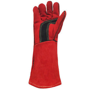 Guantes largos de seguridad para soldadura, resistentes al calor, a prueba de fuego, para horno de piel de vaca, color rojo, precio directo de fábrica - Product Image 4