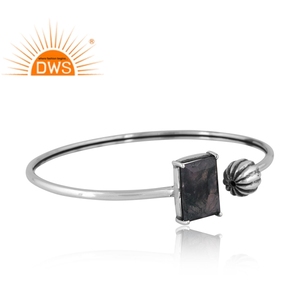 Oxydé 925 Sterling Silver Naturel Mousse Agate Pierres Précieuses Buggette Conception Bracelet Bijoux Pour Femmes Cadeau Pour Elle - Product Image 2