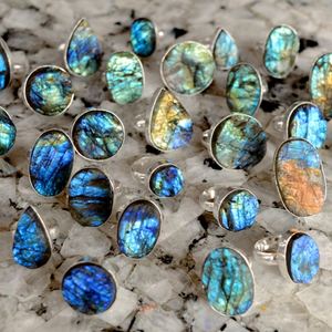 Bague intelligente labradorite druse, pierre précieuse naturelle, faite à la main, prix lot, vente en gros, - Product Image 3