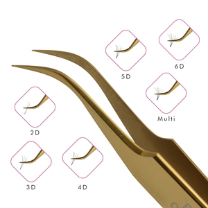 Eyelash Extension Strong Curved Tip Tweezer in Gold Color Private Label, Stainless Steel Eyelash Extension Tweezer Private Label - Product Image 4