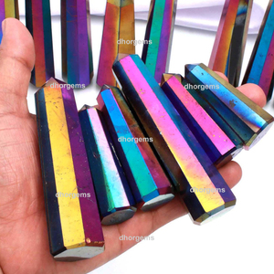 Puntas de Cuarzo Cristalinas con Forma de Corazón, Aura de Ángel, Extra Grandes |   Cuarzo Aura Púrpura: Set Mayorista de Gemas Curativas - Product Image 1