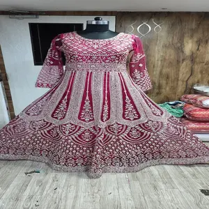 Indische Blumen hochzeits kleid kollektion für Frauen mit schwerer bestickter Arbeits blumen arbeit Party wear Heavy Net Salwar Kameez