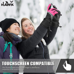 Gants de ski d'hiver pour femmes Polyester imperméable à l'eau laisses de poignet de snowboard compatibles avec écran tactile isolé chaud pour temps froid - Product Image 4