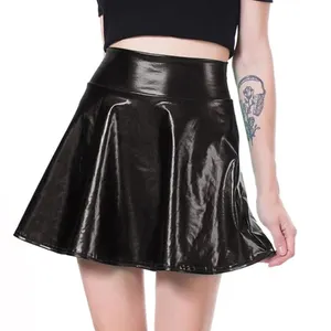 Mall Goth Y2k High Waist Jean Skirts E-girl Aesthetics Black Denim Pleated Skirts With Big Pockets Grunge Punk Outfits