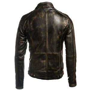 New Fashion <b>Distressed</b> Vintage Leather Jacket Men - Genuine Lambskin Mens Leather Jacket Brown With <b>Top</b> Quality Material - Product Image 2