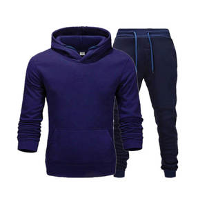 Bleu marine sweat à capuche avec poche kangourou en molleton pantalon survêtement ensemble - Product Image 6