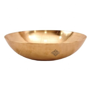 IndianArtVilla Cuenco redondo de bronce puro para almacenamiento y servicio-760 ML para uso diario - Product Image 1