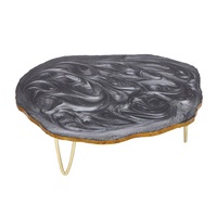 Meilleur Grand Support à Gâteau en Résine Verte avec Base en Acier Inoxydable, Plateau de Service Métallique Élégant pour Mariage, Événement, Cadeau, Bordure Médiévale CKS003 Écologique