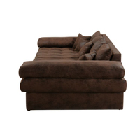 Original-Design Modernes Chesterfield Dreisitzer-Sofa aus Echtleder, Ausziehbar und Konvertierbar, Dunkelbraun, Schul- und Wohnmöbel