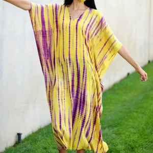 Đầm Maxi Nữ Dài Đi Biển Buổi Tối Thêu Hoa Vải Batik Kaftan Tie Dye Sang Trọng Ấn Độ Handmade Mặc Thường Ngày Đi Tiệc Bãi Biển