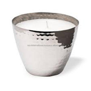 Support de bougie chauffe-plat en fer nickelé, motif martelé à bords dentelés, fait main, durable, écologique, forme ronde, pour Pâques - Product Image 4