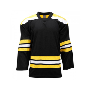 Jersey de hockey sobre hielo de color amarillo liso con cuello en V personalizado sublimado nombre del equipo y logotipo uniforme de hockey sobre hielo para hombres - Product Image 5