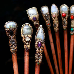 Bracelet en argile polymère, 10 pièces en bois, cristal, rouge et blanc, haute qualité, bâtonnets de dj, bijoux en pierre de cristal - Product Image 3