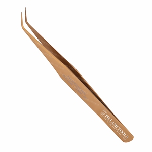 Top Quality Satin Eyelash Extension Tweezer Volume Str Angle 12mm 35deg in Gold Color Private Label, Eyelash Extension Tweezer - Product Image 3