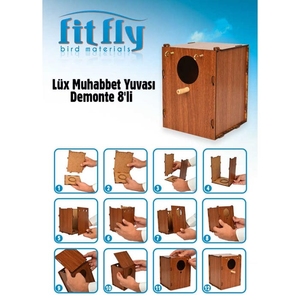 Nido de pájaro de madera Patrón de animales Tamaño mediano Desmontado 8 piezas - Product Image 2