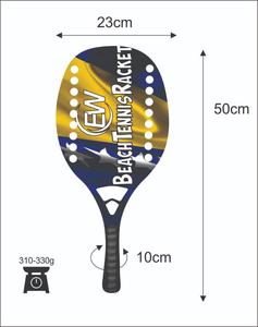 Raquettes de beach tennis avec face de 20 mm, poids de 310-330 g, longueur de 50 cm, poignée en carbone et filet en fibre de carbone - Product Image 1