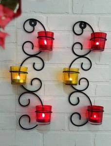 Classy Wall Hanging <b>Tealight</b> Candle <b>Holder</b> for Home Decor Glass <b>Tealight</b> <b>Holder</b> Set at wholesale price - Product Image 3