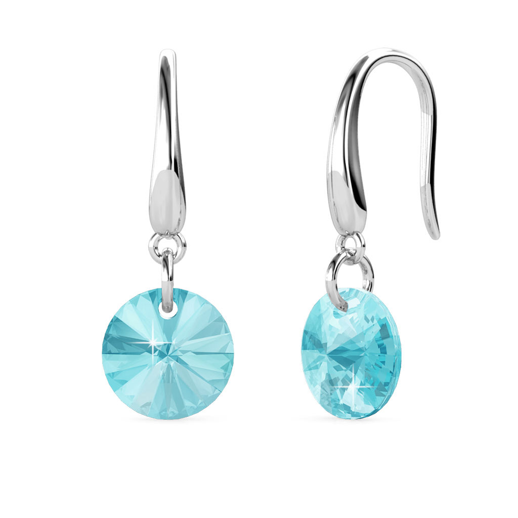 Brass With 18k White Gold Plated Earrings - Turquoise