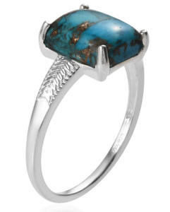 แหวนพลอยเทอร์ควอยซ์สีทองแดงสีน้ำเงินดีไซน์พิเศษ925เครื่องประดับเงินแท้แหวนเวอร์เมอร์ - Product Image 2