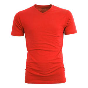 เสื้อยืดผู้ชายคอวีลำลองออกกำลังกายในฤดูร้อนผ้าฝ้าย100% แห้งเร็วแขนสั้นสีพื้น - Product Image 1