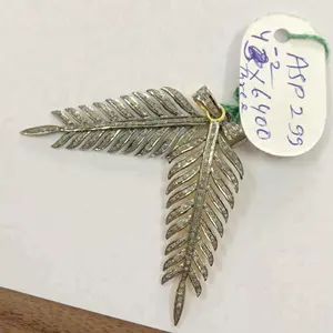 925 Sterling Silver Peacock Feather Tự Nhiên Pave Kim Cương Quyến Rũ Đồ Trang Sức Thời Trang Mới Nhất Từ Nhà Cung Cấp Tại Thỏa Thuận Đại Lý Tốt Nhất