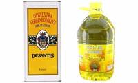 Huile d'olive extra vierge pressée à froid DeSantis St. John 1 L Bouteille en verre jaune doré 100% pure Fabriquée en Italie Certifiée BRC ISO 2