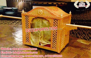 Indian Wedding Wooden Carved Bridal <b>Doli</b> Open Wedding <b>Doli</b> for Bride Entry Golden Carved Wooden Wedding Palki USA Factory Sale - Product Image 2