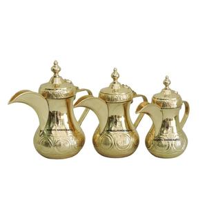 <b>SET</b> of THREE BRASS DALLAH <b>TEA</b> COFFEE POT MANUFACTURER FROM INDIA DALLAH ARABIC COFFEE MAKER RAMADAN DECOR COFFEE & <b>TEA</b> <b>SETS</b> - Product Image 1