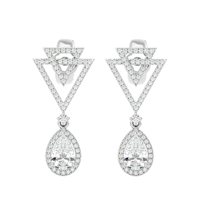 El mejor precio, elegantes pendientes de oro blanco de 14 quilates con diamantes para mujer, joyería de pureza de Metal solitario brillante redondo - Product Image 1