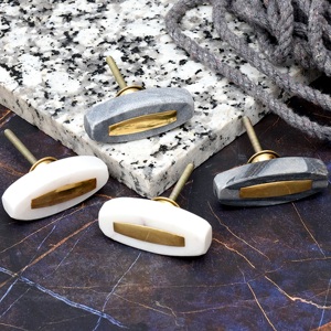 Perillas decorativas de piedra para muebles, tiradores de puerta ovalada, manija de cajón, 6,09 cm, SFK-57, nuevo diseño, color blanco, venta al por mayor - Product Image 4