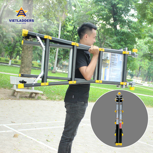 Hot Deal VIETLADDERS NVLB-44 Black Aluminum 6063 Multi-purpose Combination Structure Foldable <b>Ladders</b> 4x4 Steps 12ft Extended - Product Image 6