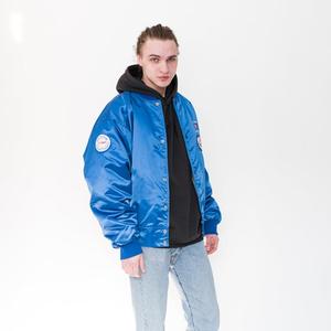 <b>Men's</b> Custom Winter Jacket Patchwork Sports Canvas Fabric Formal Stand Collar Wholesale Letterman Baseball Design - Product Image 4