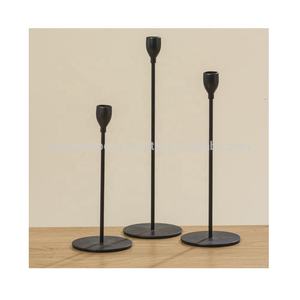Set of 3 Tall Metal Taper <b>Candle</b> Holder Matt <b>Black</b> Color for Home and Wedding Dinner Party Lighting Decor <b>Candle</b> Tapers - Product Image 2