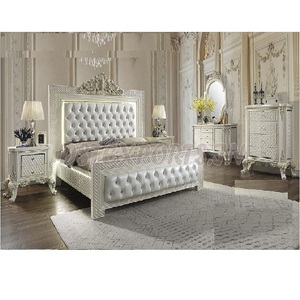 Ensemble de meubles de chambre à coucher en bois sculpté blanc élégant, style classique, ensemble de chambre à coucher en bois contemporain, meubles de chambre à coucher en bois sculpté - Product Image 1