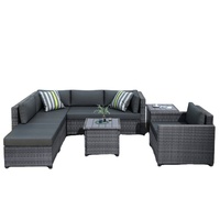 Juego de Sofá Cama de Diseño Moderno en Ratán Sintético para Patio, Apartamento, Cocina, Comedor, Centro Comercial, Parque, Hotel y Baño