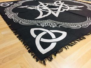 Altar <b>Cloth</b> Triple Moon Pentagram Wiccan Pagan Wheel Alter Tarot Spread Wall Hanging Use Handmade Cotton By Indian Consigners - Product Image 6